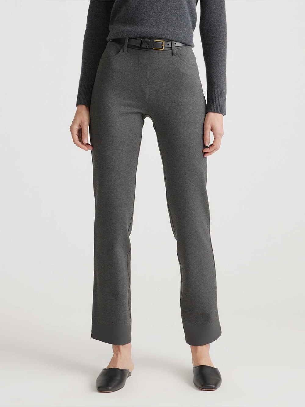 Quince Ultra-Stretch Ponte Straight Leg Pant Womens Large Charcoal Gray Stretch